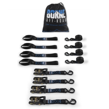 Picture of Borne Off-Road Heavy-Duty Ratchet Tie-Down Kit 4-Pack - Black