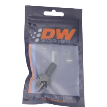 Picture of DeatschWerks 6AN ORB Male to 3-8in Male Triple Barb Fitting Incl O-Ring - Anodized Matte Black