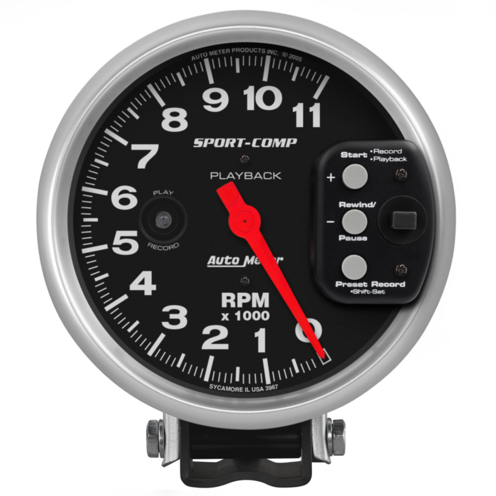 Picture of Autometer Sport-Comp Tachometer 5in 11K RPM Pedestal with RPM playback
