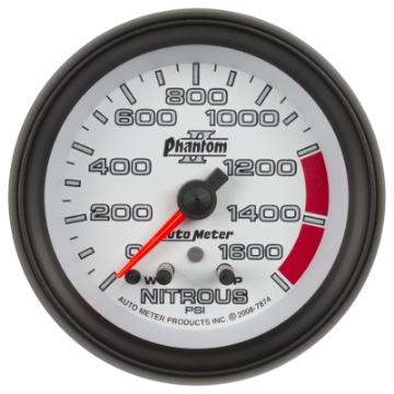 Picture of Autometer Phantom II Nitrous Pressure 2 5-8in 1600 psi Stepper Motor Gauge with Peak and Warning