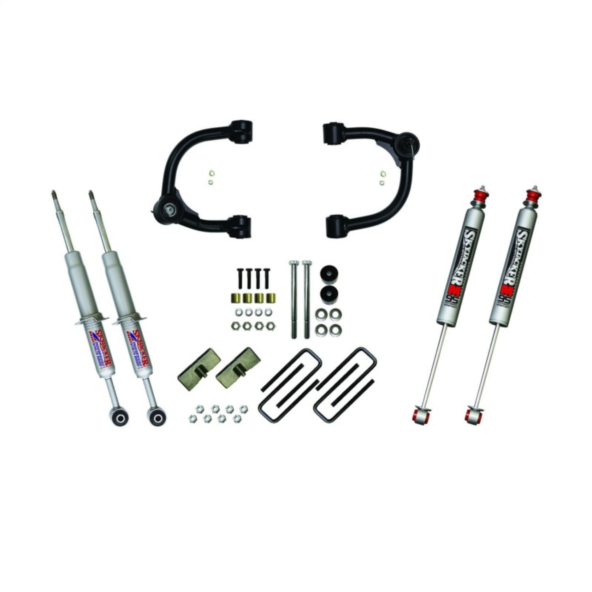 Picture of Skyjacker 3in Upper A-Arm Kit with Performance Struts and Rear Blocks and M95 Monotube Shocks