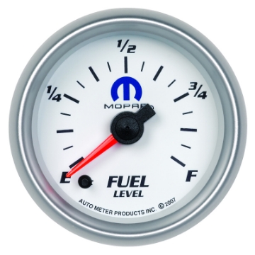 Picture of AutoMeter Gauge Fuel Level 2-1-16in- 0-280 Ohm Programmable White Mopar