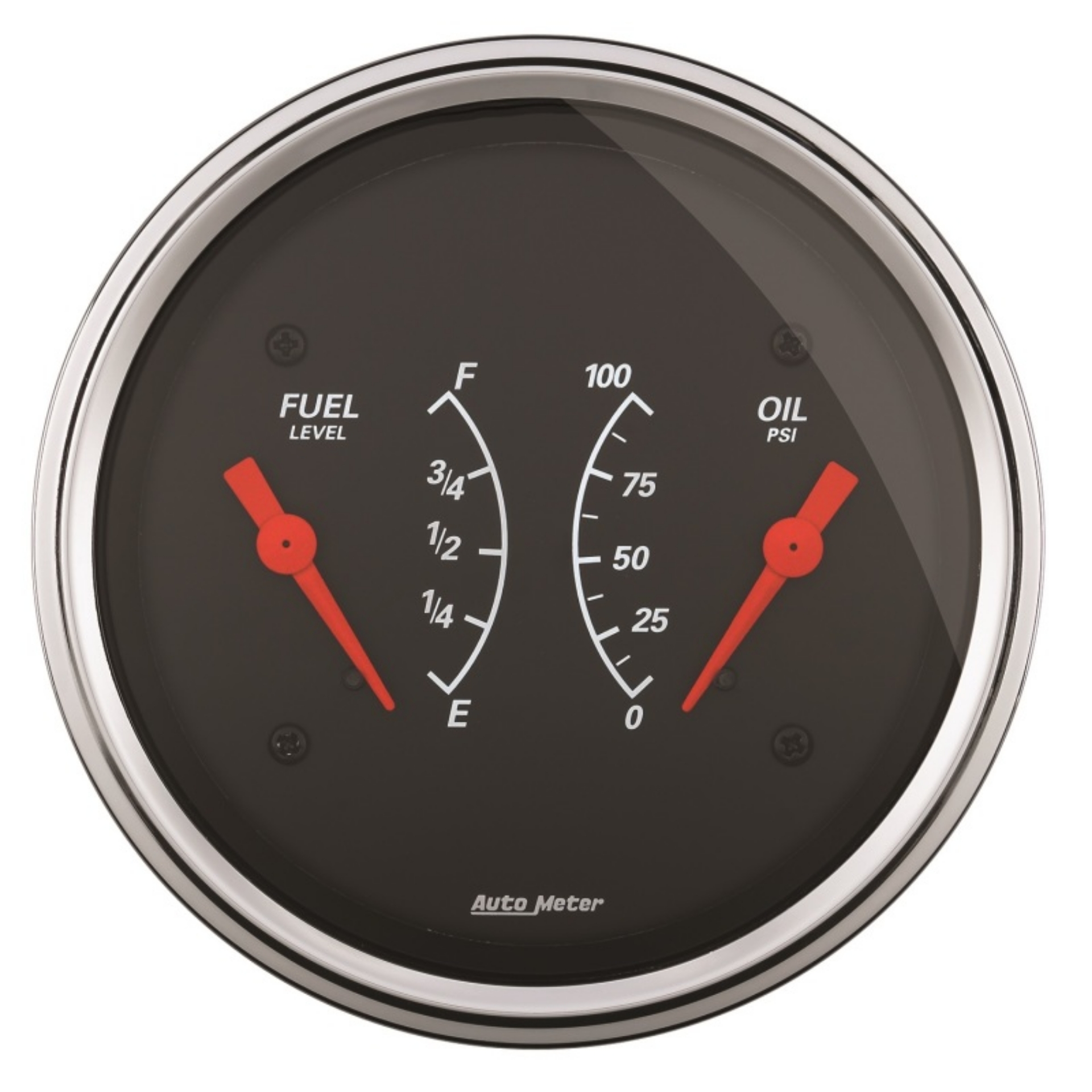 Picture of AutoMeter Gauge Dual Fuel & Oilp 3-3-8in- 0 Ohme to 90 Ohmf& 100PSI Elec Designer Black