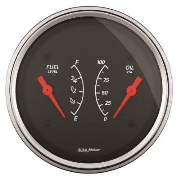Picture of AutoMeter Gauge Dual Fuel & Oilp 3-3-8in- 0 Ohme to 90 Ohmf& 100PSI Elec Designer Black