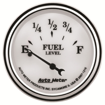 Picture of AutoMeter Gauge Fuel Level 2-1-16in- 240 Ohme to 33 Ohmf Elec Old Tyme White II