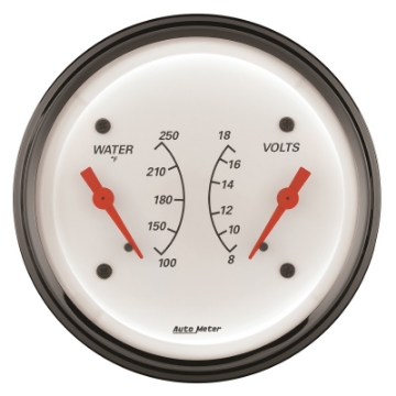 Picture of AutoMeter Gauge Dual Wtmp & Volt 3-3-8in- 250 Deg- F & 18V Elec Arctic White