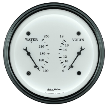 Picture of AutoMeter Gauge Dual Wtmp & Volt 3-3-8in- 250 Deg- F & 18V Elec Old Tyme White