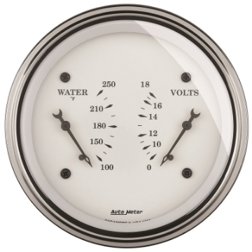 Picture of AutoMeter Gauge Dual Wtmp & Volt 3-3-8in- 250 Deg- F & 18V Elec Old Tyme White