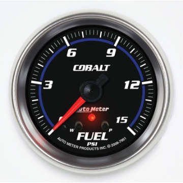 Picture of AutoMeter Gauge Fuel Press 2-5-8in- 15PSI Stepper Motor W- Peak & Warn Cobalt