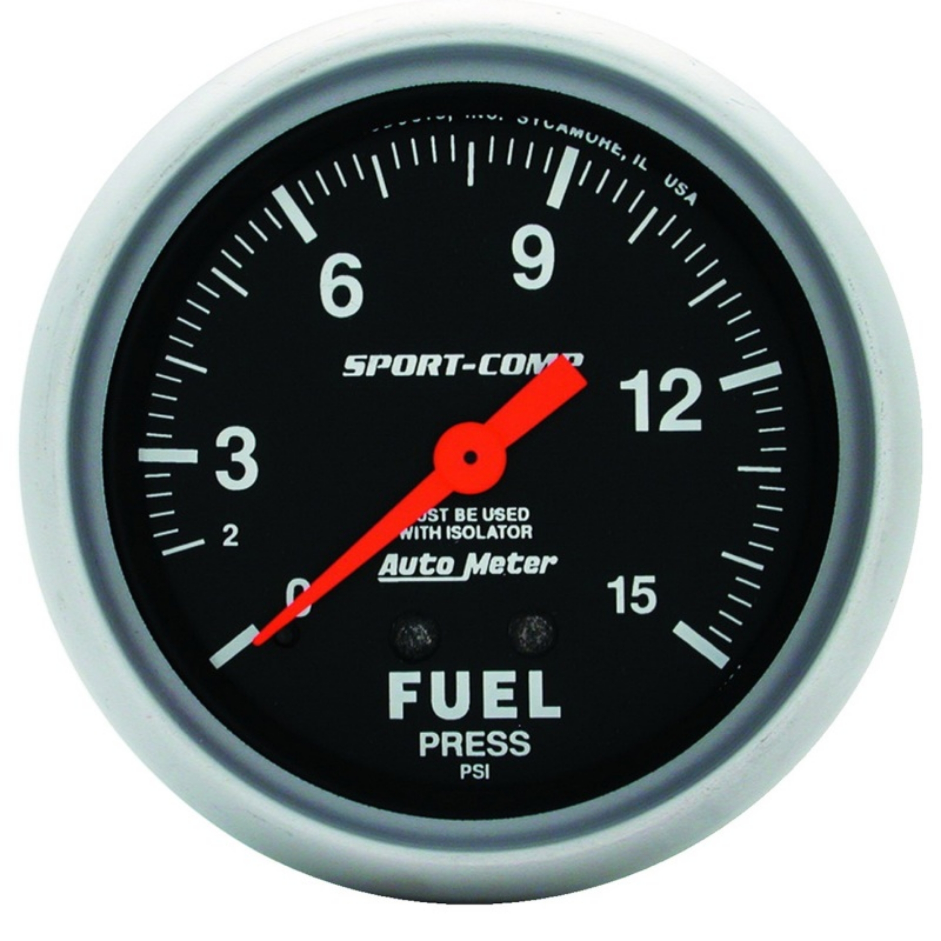 Picture of AutoMeter Gauge Fuel Pressure 2-5-8in- 15PSI Mechanical W-Isolator Sport-Comp