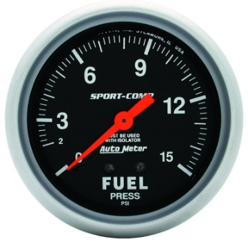 Picture of AutoMeter Gauge Fuel Pressure 2-5-8in- 15PSI Mechanical W-Isolator Sport-Comp