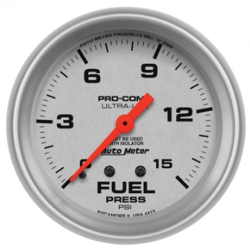 Picture of AutoMeter Gauge Fuel Pressure 2-5-8in- 15PSI Mechanical W-Isolator Ultra-Lite