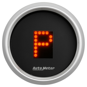 Picture of AutoMeter Gauge Gear Pos 2-1-16in- Incl Indicators Black Dial Red Led Silver Bezel