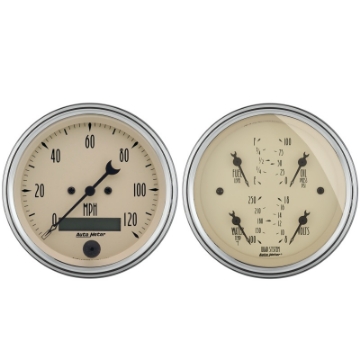 Picture of AutoMeter Gauge Kit 2 Pc- Quad & Speedometer 3-3-8in- Antique Beige