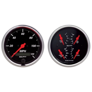 Picture of AutoMeter Gauge Kit 2 Pc- Quad & Speedometer 3-3-8in- Designer Black