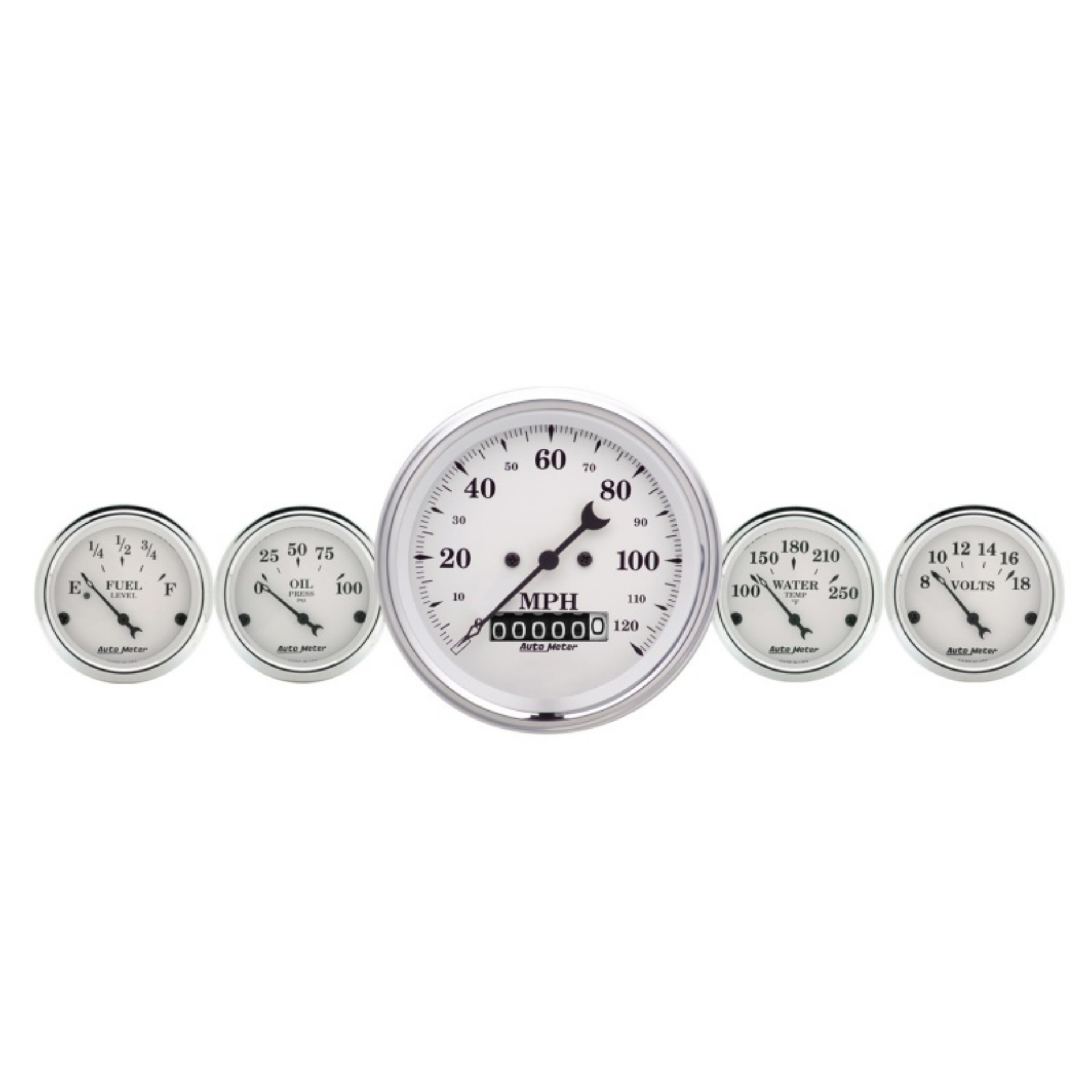Picture of AutoMeter Gauge Kit 2 Pc- Quad & Speedometer 3-3-8in- Old Tyme White