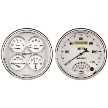 Picture of AutoMeter Gauge Kit 2 Pc- Quad & Tach-Speedo 5in- Old Tyme White II