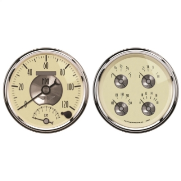Picture of AutoMeter Gauge Kit 2 Pc- Quad & Tach-Speedo 5in- Prestige Antique- Ivory