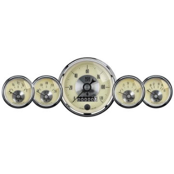Picture of AutoMeter Gauge Kit 5 Pc 3-3-8in- & 2-1-16in- Elec Speedo W-Wheel Odo Prestige Antique- Ivory