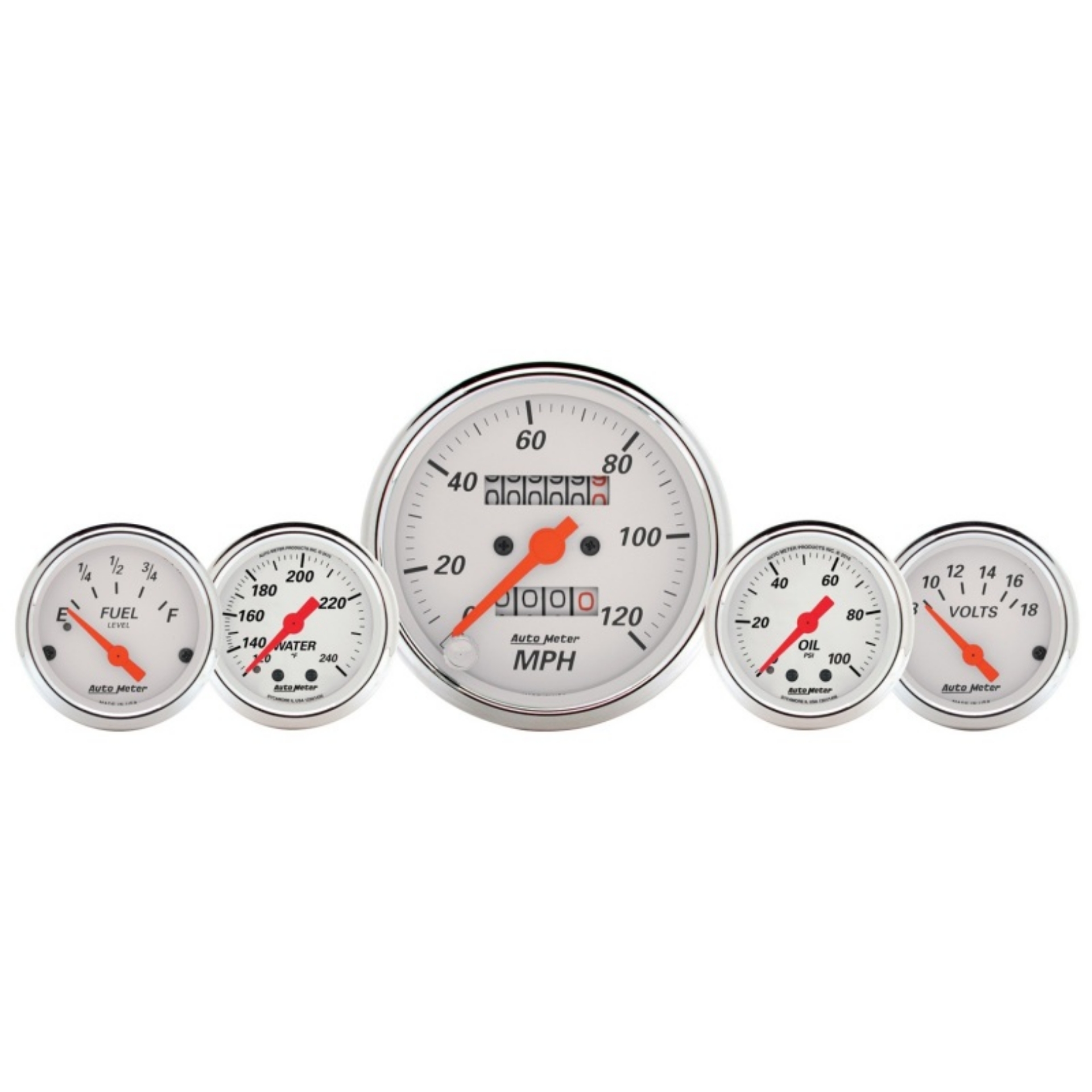 Picture of AutoMeter Gauge Kit 5 Pc- 3-1-8in- & 2-1-16in- Mech- Speedo- Wtmp & Oilp Arctic Wht