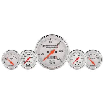 Picture of AutoMeter Gauge Kit 5 Pc- 3-1-8in- & 2-1-16in- Mech- Speedo- Wtmp & Oilp Arctic Wht