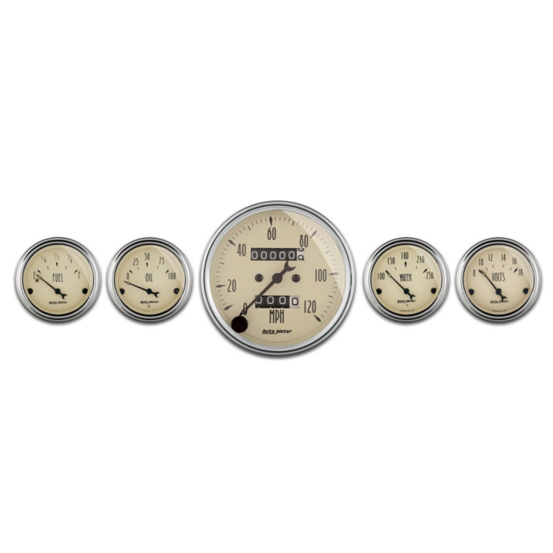 Picture of AutoMeter Gauge Kit 5 Pc- 3-1-8in- & 2-1-16in- Mech- Speedometer Antique Beige
