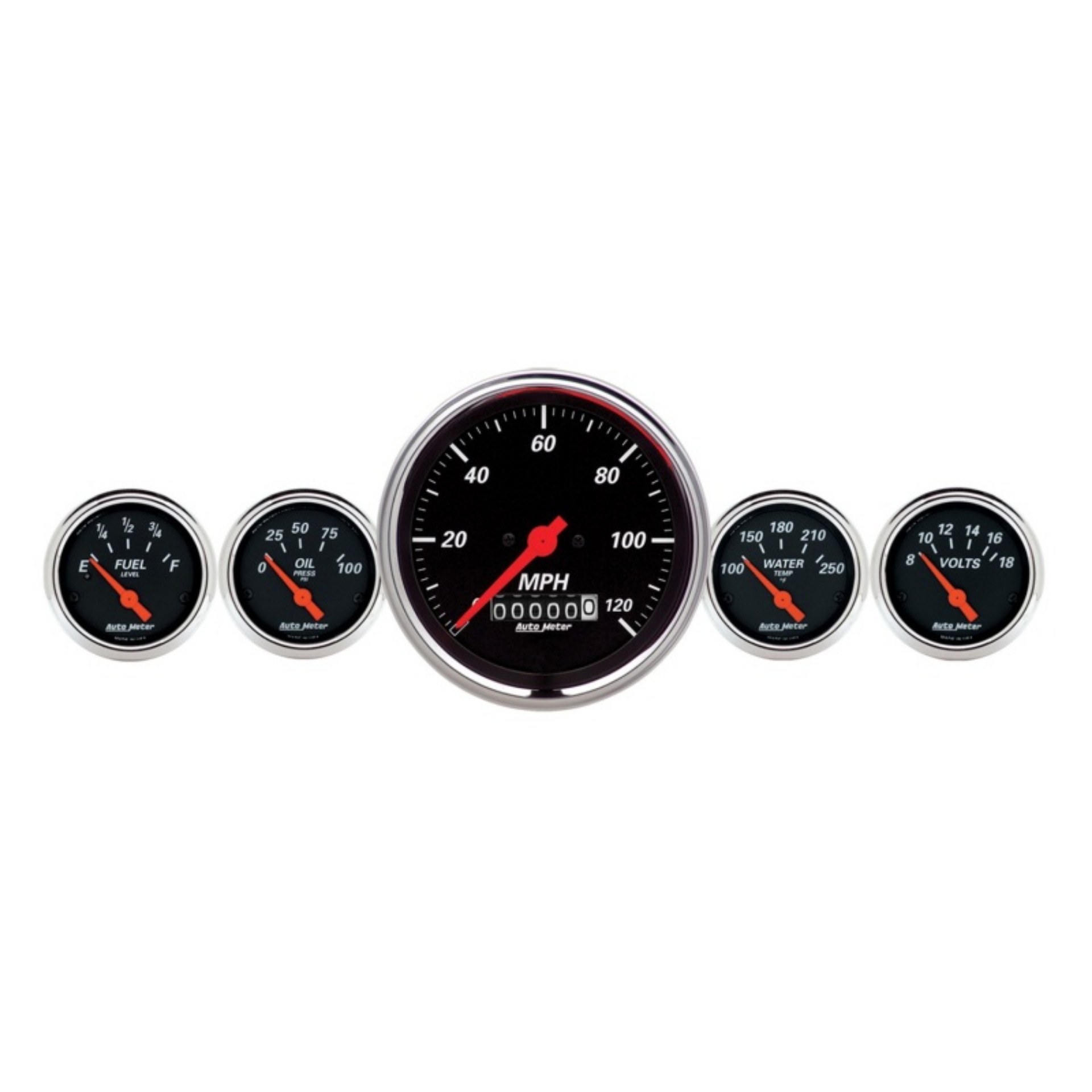 Picture of AutoMeter Gauge Kit 5 Pc- 3-3-8in- & 2-1-16in- Elec- Speedometer Designer Black