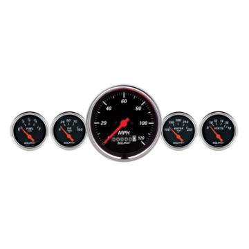 Picture of AutoMeter Gauge Kit 5 Pc- 3-3-8in- & 2-1-16in- Elec- Speedometer Designer Black