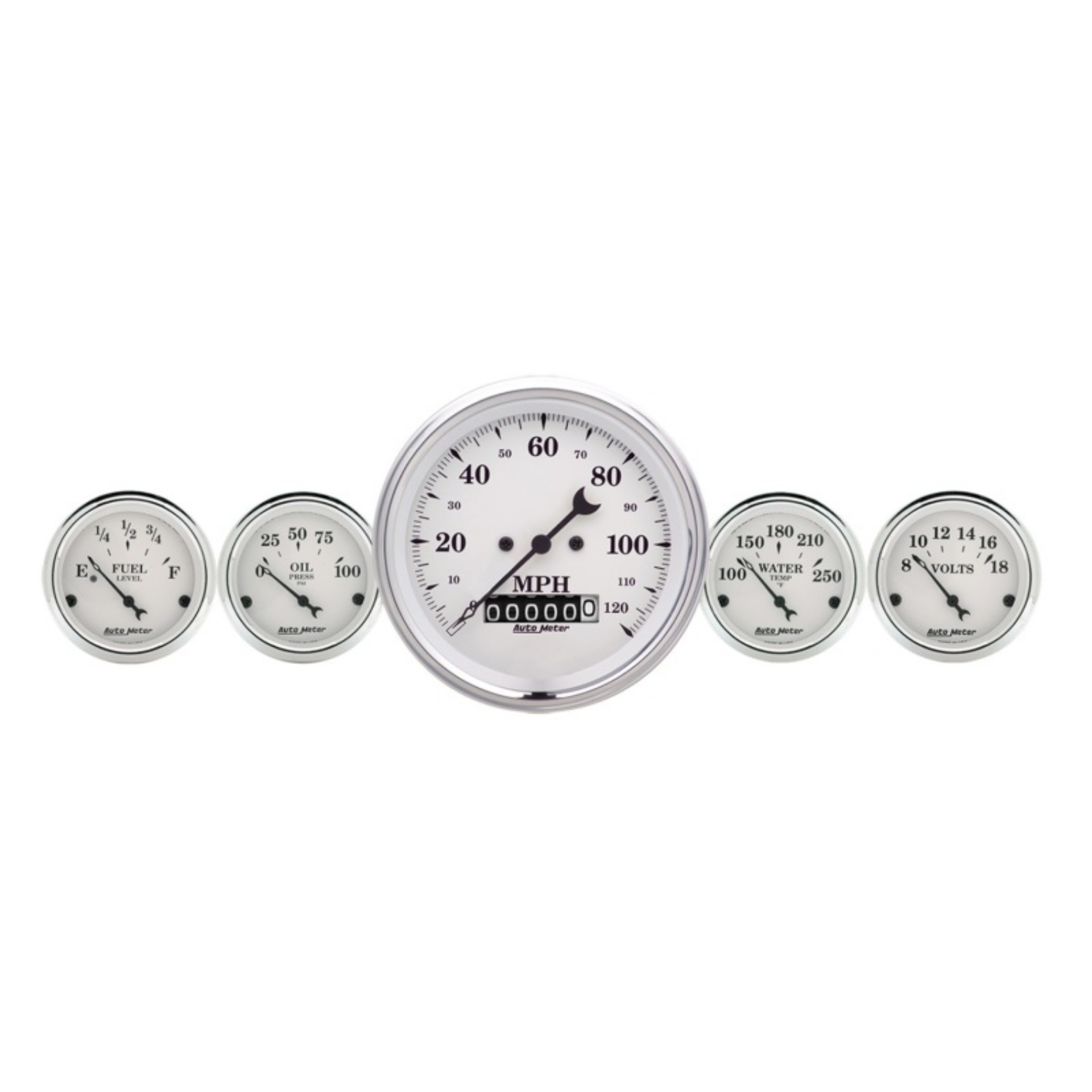 Picture of AutoMeter Gauge Kit 5 Pc- 3-3-8in- & 2-1-16in- Elec- Speedometer Old Tyme White