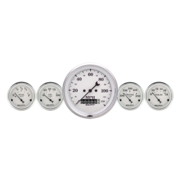 Picture of AutoMeter Gauge Kit 5 Pc- 3-3-8in- & 2-1-16in- Elec- Speedometer Old Tyme White