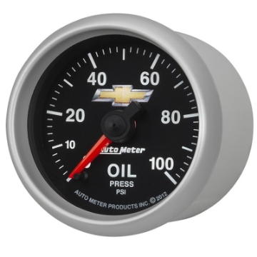 Picture of AutoMeter Gauge Oil Press 2-1-16in- 100PSI Digital Stepper Motor Chevy Gold Bowtie