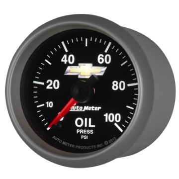 Picture of AutoMeter Gauge Oil Press 2-1-16in- 100PSI Digital Stepper Motor Chevy Gold Bowtie
