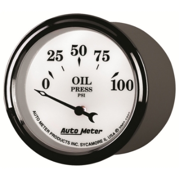 Picture of AutoMeter Gauge Oil Press 2-1-16in- 100PSI Elec Old Tyme White II