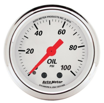 Picture of AutoMeter Gauge Oil Press 2-1-16in- 100PSI Mech Arctic White