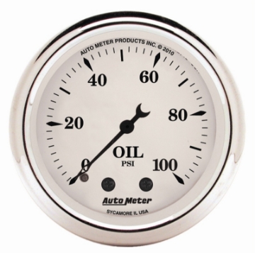 Picture of AutoMeter Gauge Oil Press 2-1-16in- 100PSI Mech Old Tyme White