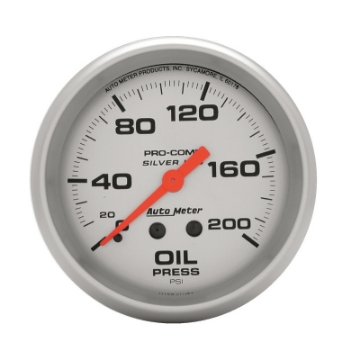Picture of AutoMeter Gauge Oil Press 2-5-8in- 200PSI Liquid Filled Mech Ultra-Lite