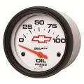 Picture of AutoMeter Gauge Oil Pressure 2-5-8in- 100PSI Electric Chevy Red Bowtie White