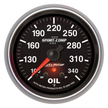 Picture of AutoMeter Gauge Oil Temp 2-5-8in- 340 Deg- F Stepper Motor W- Peak & Warn Sport-Comp II