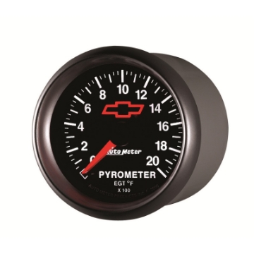 Picture of AutoMeter Gauge Pyrometer Egt 2-1-16in- 2000 Deg- F Stepper Motor Chevy Red Bowtie Black