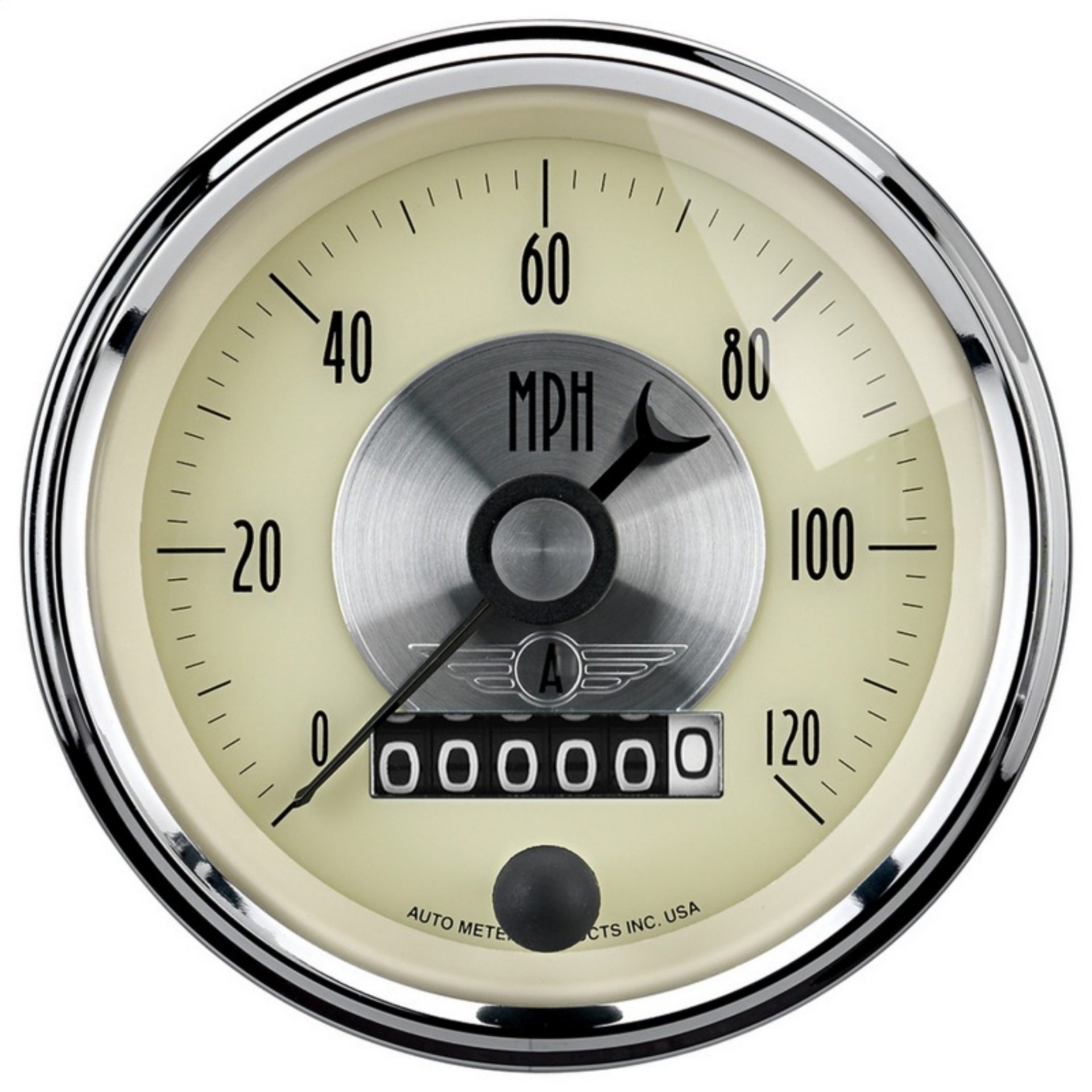 Picture of AutoMeter Gauge Speedo 3-3-8in- 120MPH Elec- Program W-Wheel Odo Prestige Antique- Ivory