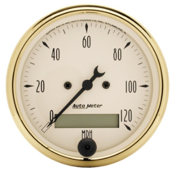 Picture of AutoMeter Gauge Speedometer 3-1-8in- 120MPH Elec- Prog- W- Lcd Odo Golden Oldies