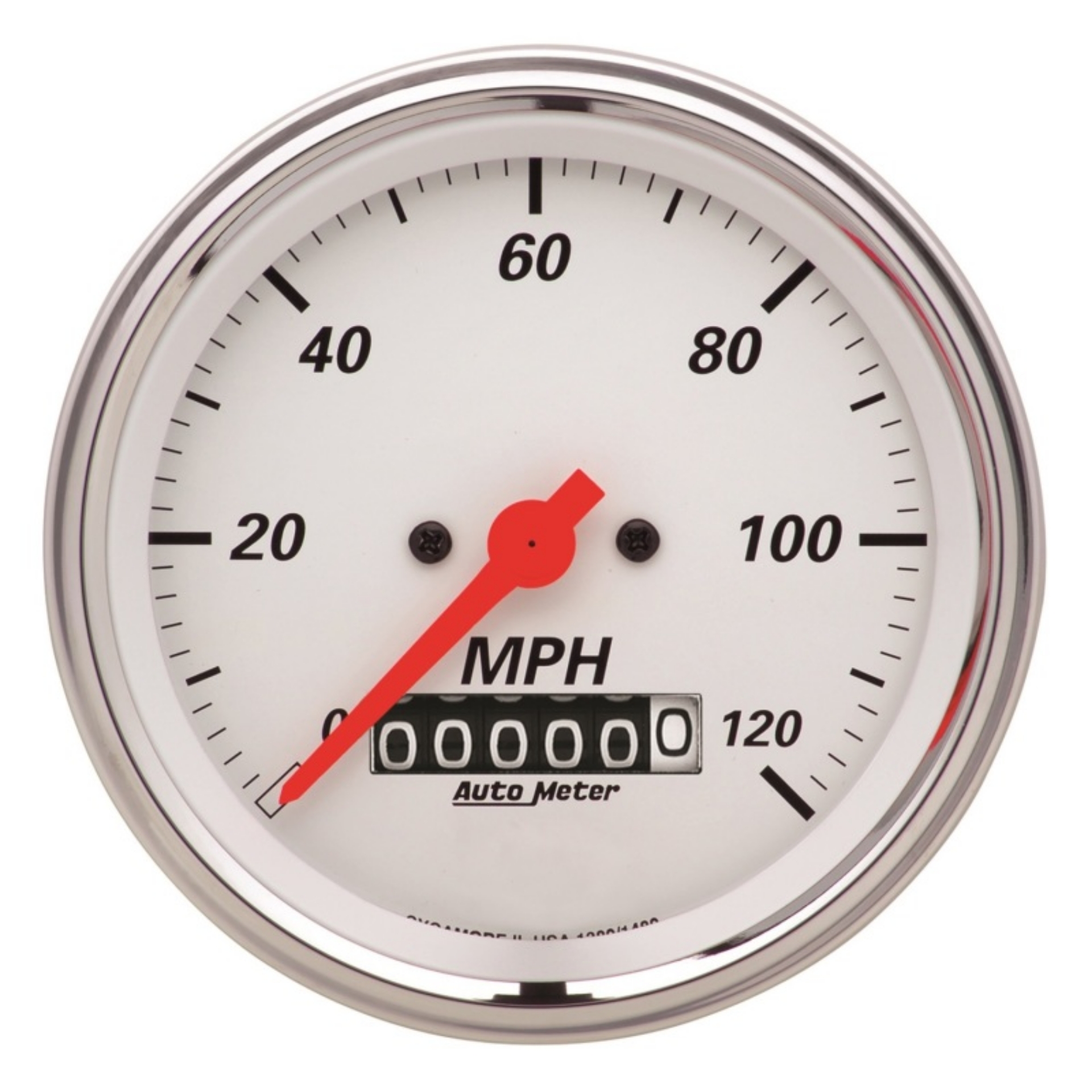 Picture of AutoMeter Gauge Speedometer 3-3-8in- 120MPH Elec- Prog- W- Wheel Odo Arctic White