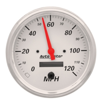 Picture of AutoMeter Gauge Speedometer 5in- 120MPH Elec- Prog- W- Lcd Odo Arctic White