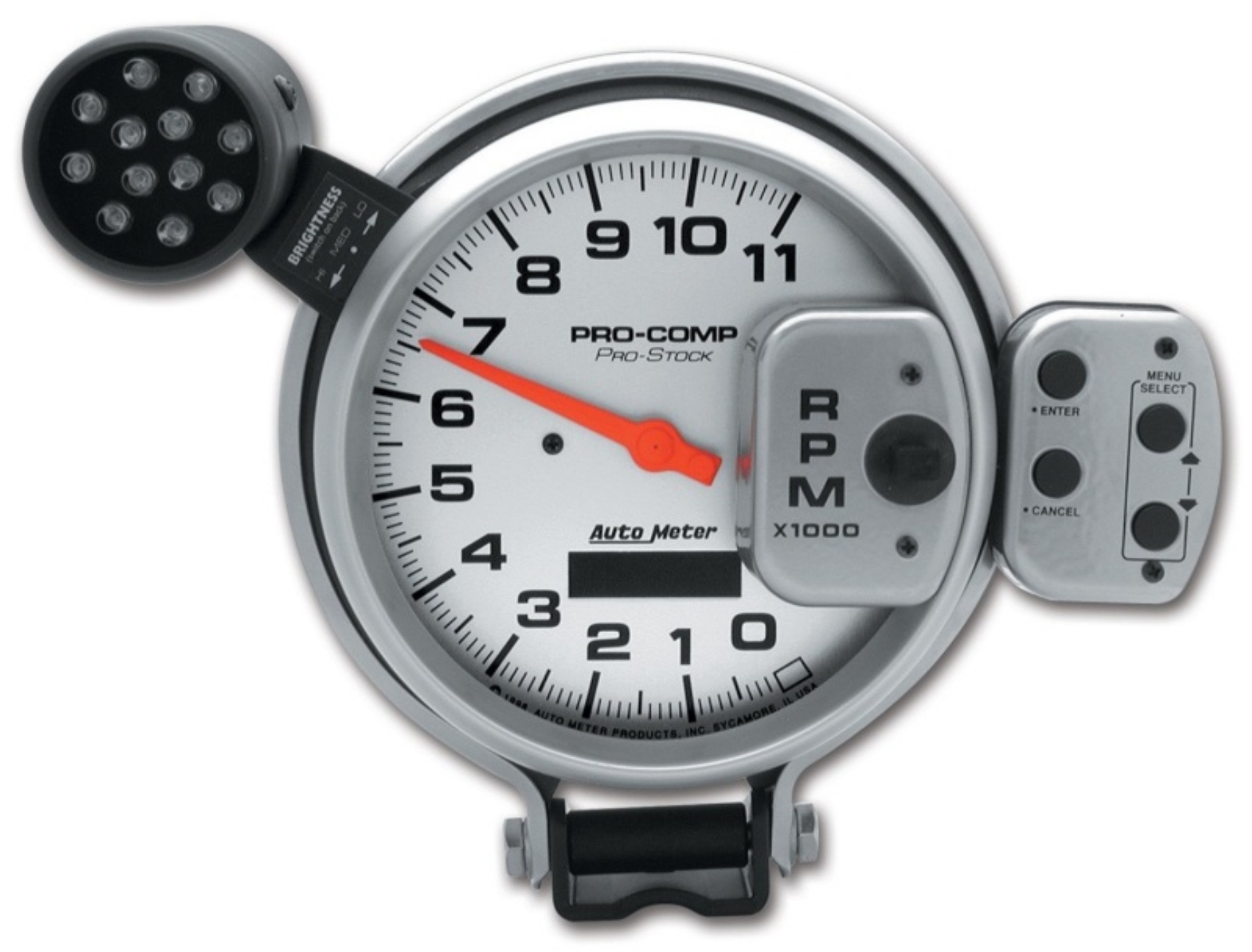 Picture of AutoMeter Gauge Tach 5in- 11K RPM Pro-Stock Pedestal W- Super Lite & Peak Mem Ul