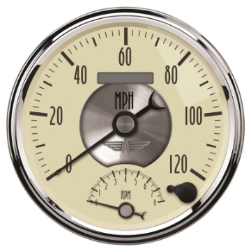 Picture of AutoMeter Gauge Tach-Speedo 5in- 120MPH & 8K RPM Elec- Program- Prestige Antique- Ivory