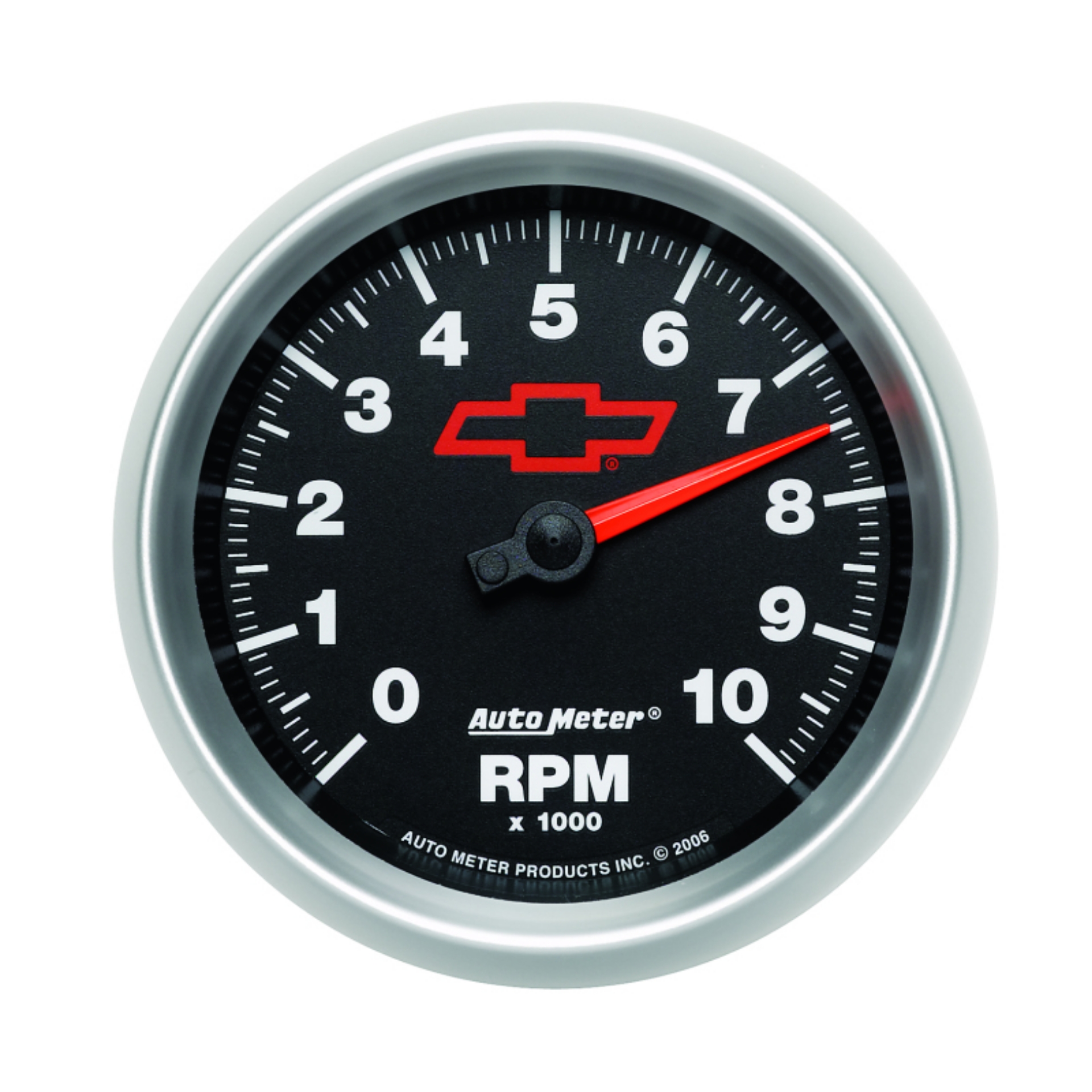 Picture of AutoMeter Gauge Tachometer 3-3-8in- 10K RPM In-Dash Chevy Red Bowtie Black