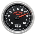 Picture of AutoMeter Gauge Tachometer 3-3-8in- 10K RPM In-Dash Chevy Red Bowtie Black