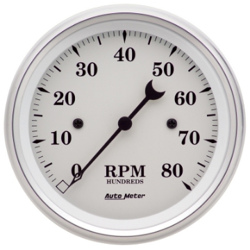 Picture of AutoMeter Gauge Tachometer 3-3-8in- 8K RPM In-Dash Old Tyme White