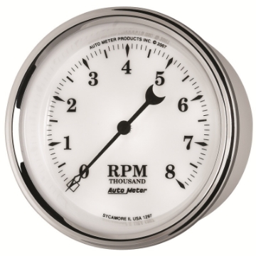 Picture of AutoMeter Gauge Tachometer 3-3-8in- 8K RPM In-Dash Old Tyme White II