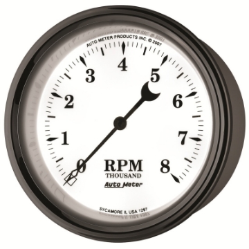 Picture of AutoMeter Gauge Tachometer 3-3-8in- 8K RPM In-Dash Old Tyme White II